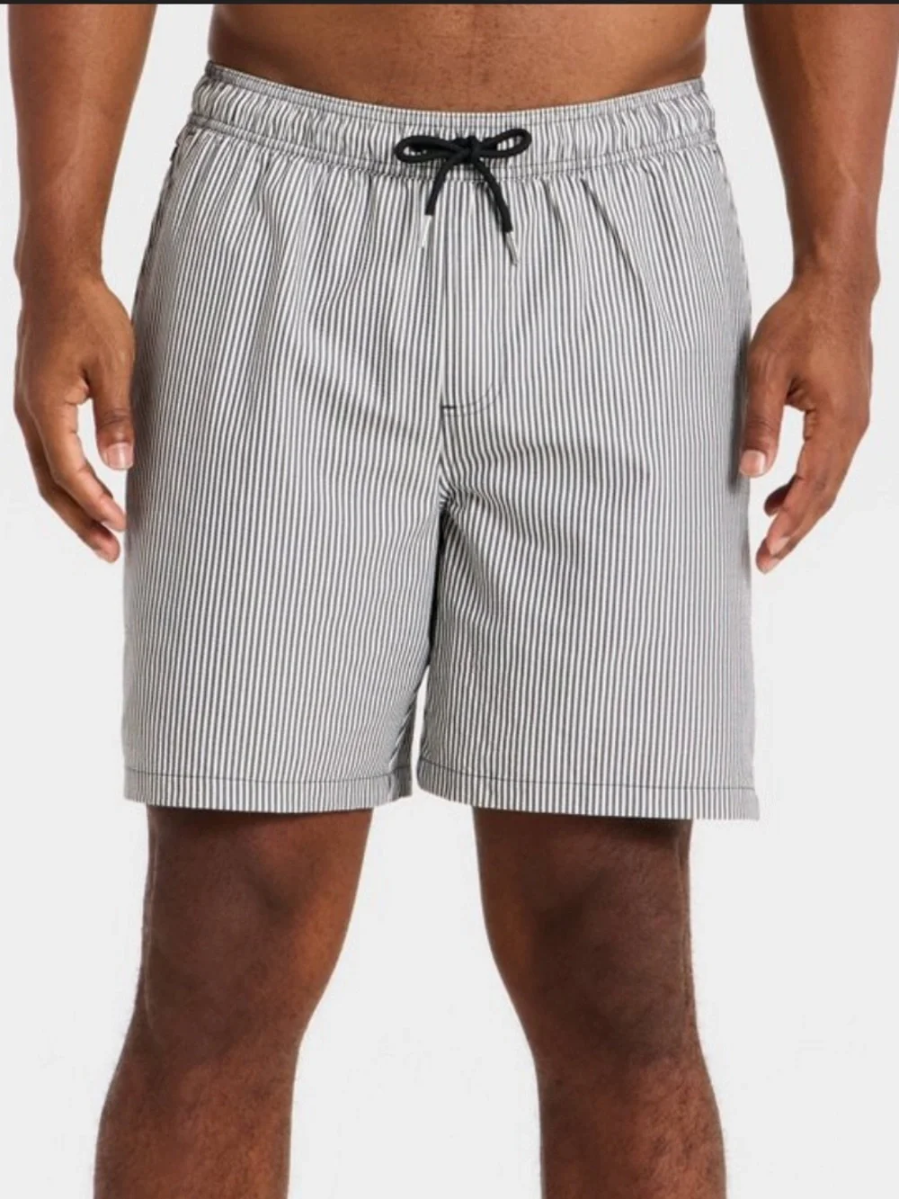 Goodfellow & Co 7” Men’s Swim Trunks with Boxer Brief Liner - Black Strip